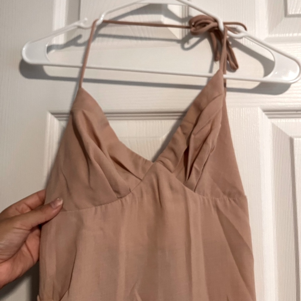 Pink Tie up runched dress
